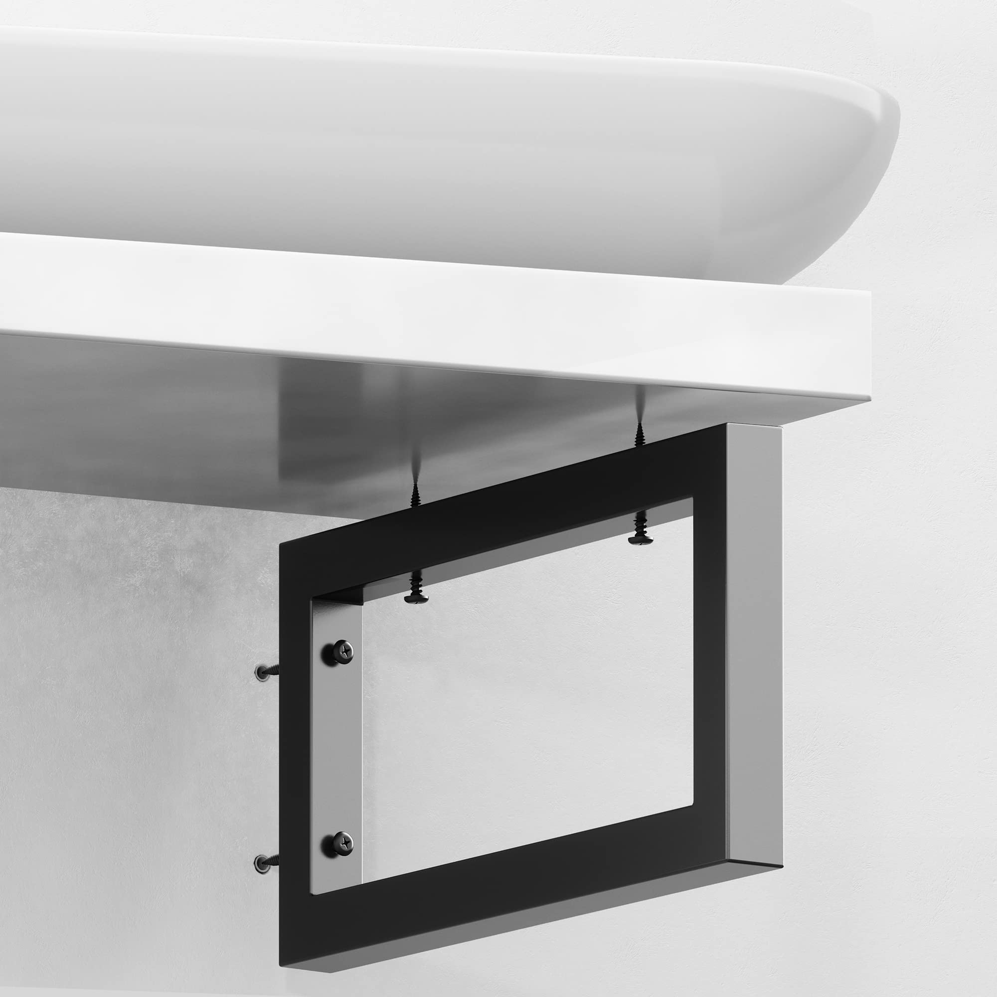 2x sossai® Stahl Waschtischkonsole 40 cm, schwarzmatt für Waschbecken Waschtisch