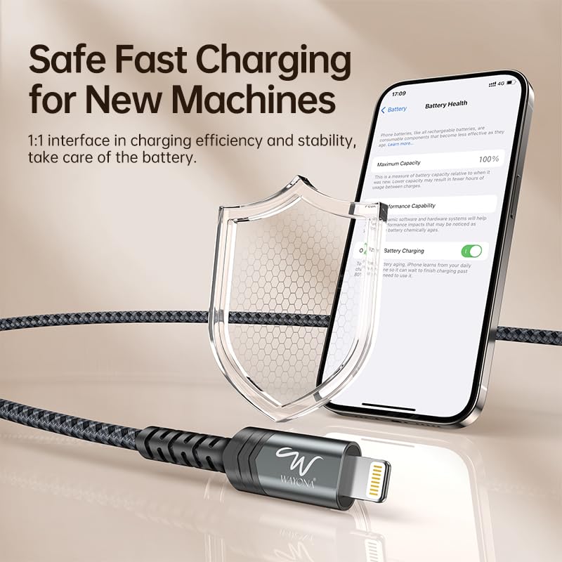 Image of Wayona USB C to Lightning Cable Fast Charging MFI Certified 1.5M for 27W iPhone 14Pro Charger Cable Compatible with iPhone 14 /13 Pro /13 ProMax /12 Pro /11 Pro Max /X /XS,Carplay, iPad 9th 2021, Airpods