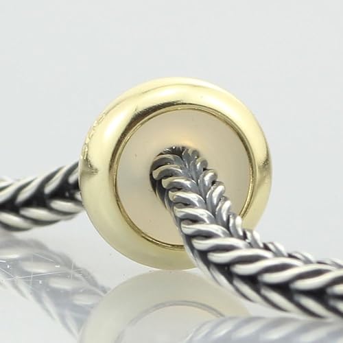 Miniatura 4 de Plata de ley clip tapón encantos Rondelle Spacer Bead para cadena de cable Europea encanto pulseras 2piezas Dorado A