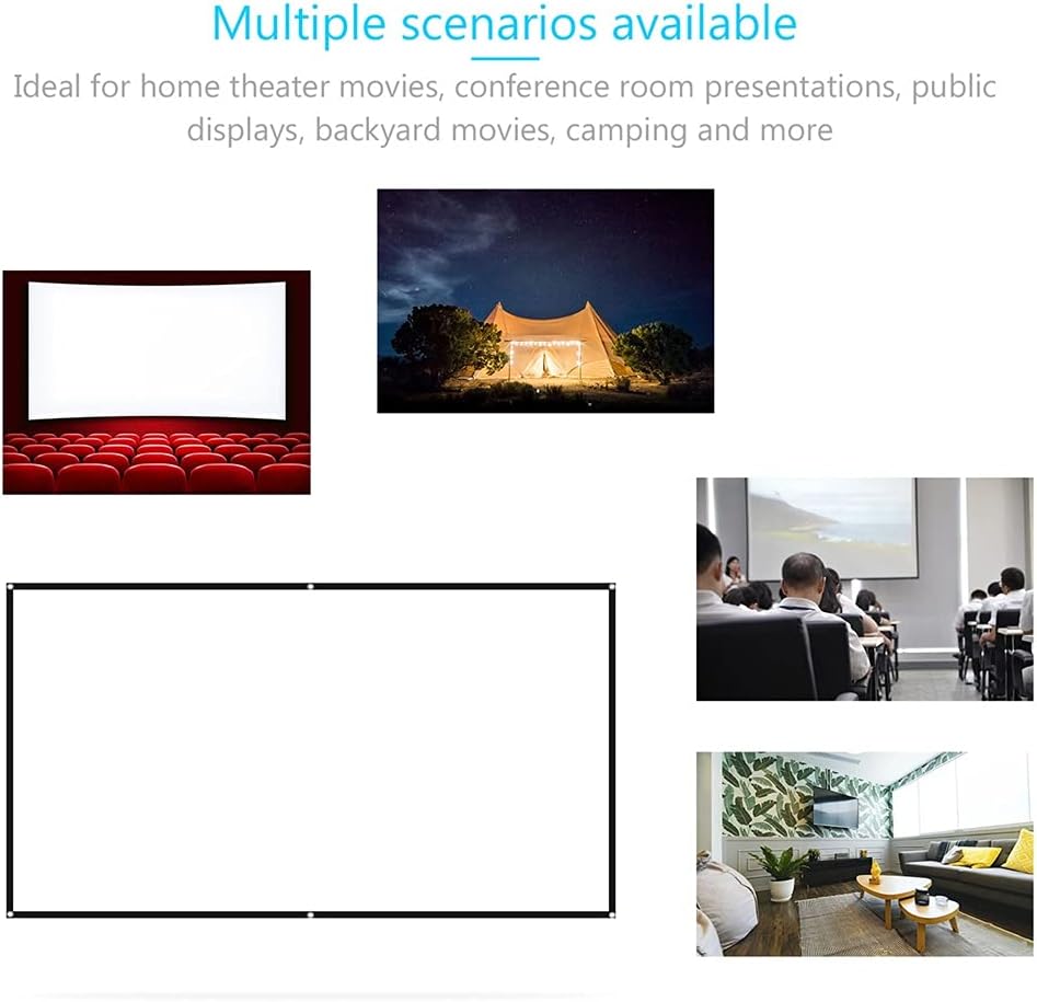 150 inch Projector Screen Widescreen 16:9 Portable Projection Anti-Crease Foldable Indoor Outdoor Movies