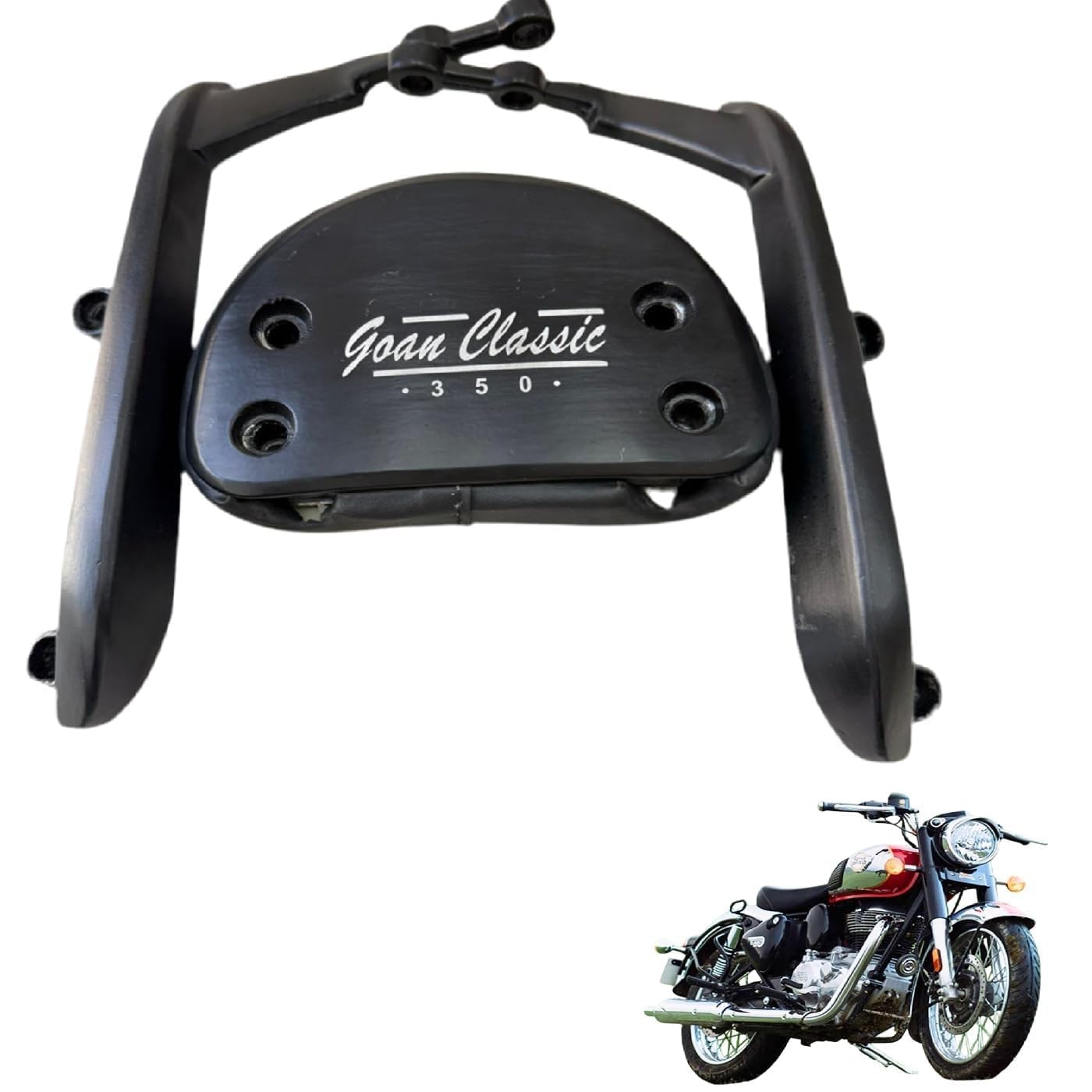 Royal Bullet RE Goan Classic 350 Motorcycle Backrest, Black Pillion Back Rest Supports-image-6
