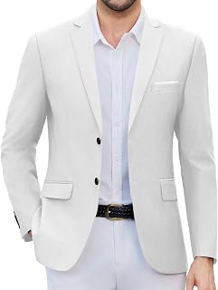 Mens Causal Blazer Two Button Suit Jackets Lightweight Slim Fit Sports Coats