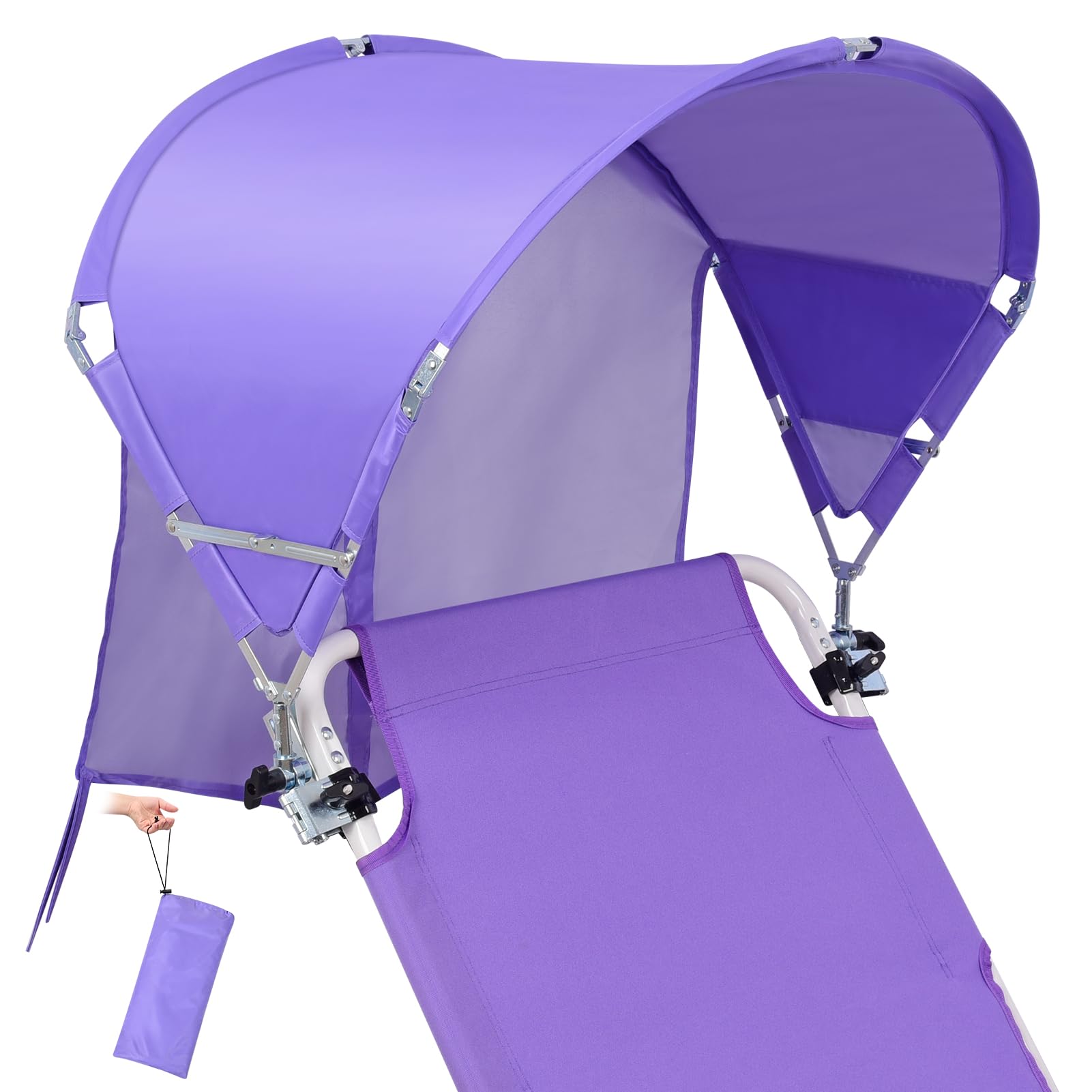 Universal Wind-Resistant Chair Umbrella Canopy, Foldable Portable UPF 50+ Sun Shade Attachment with Adjustable Clamp, Fits Most Beach, Camping, Lawn, Sports, Tanning, Zero Gravity Chairs & Wheelchairs — view 10