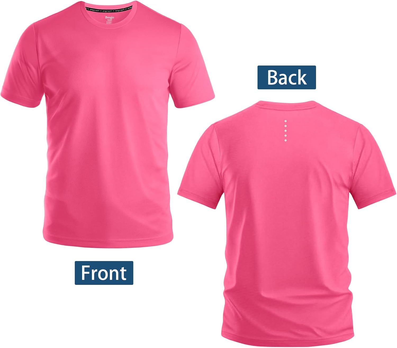 Zengjo Men's Workout Shirts Lightweight Quick Dry Gym Running Athletic Performance Tee Moisture Wicking Short Sleeve - Image 3