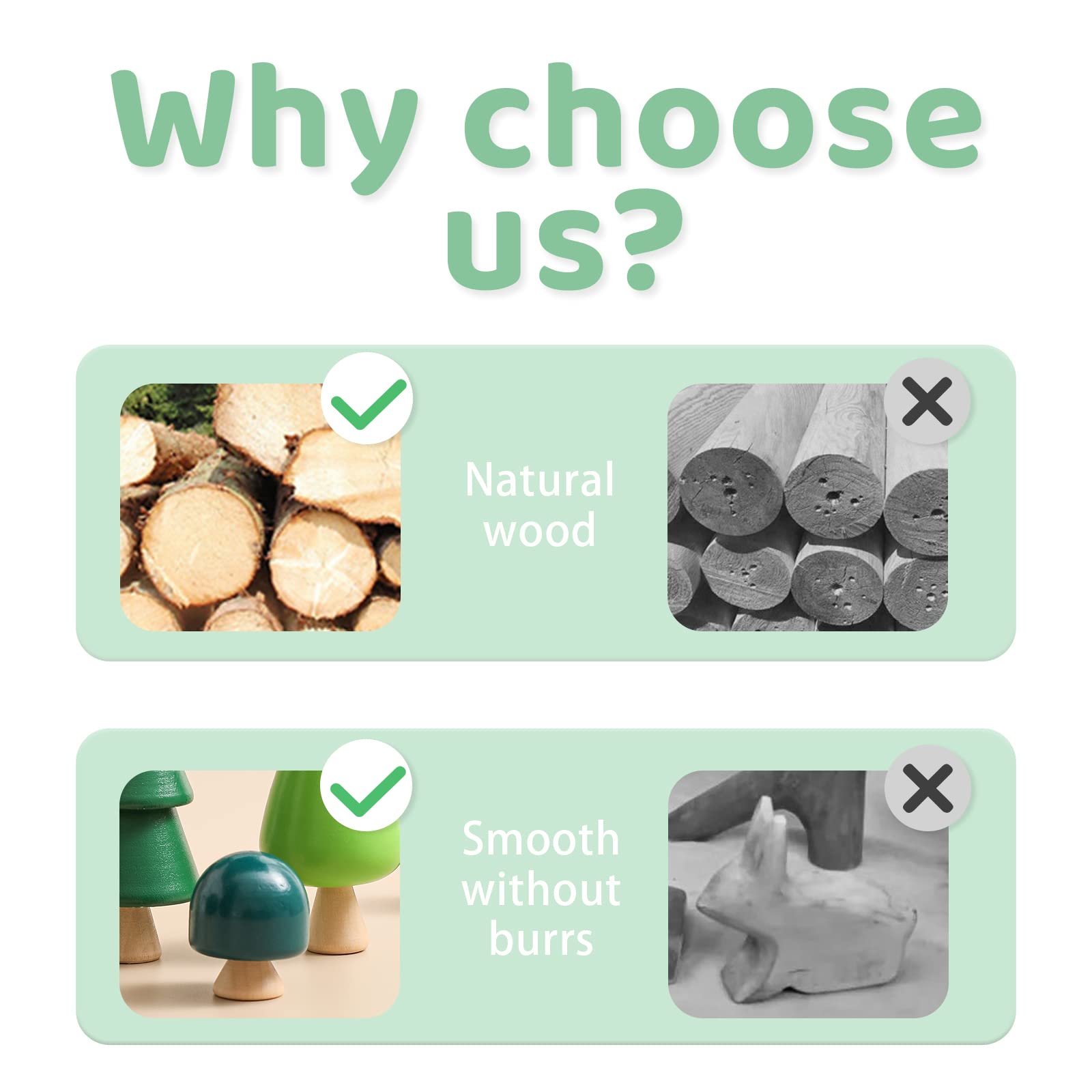 Youuys Set di 8 Giocattoli in Legno per Albero di Legno, Alberi di Bosco, Montessori, Giocattoli a Partire da 1 Anno, creativi per Bambini, Arte Fai da Te, Decorazione Natalizia, Soggiorno, Giardino
