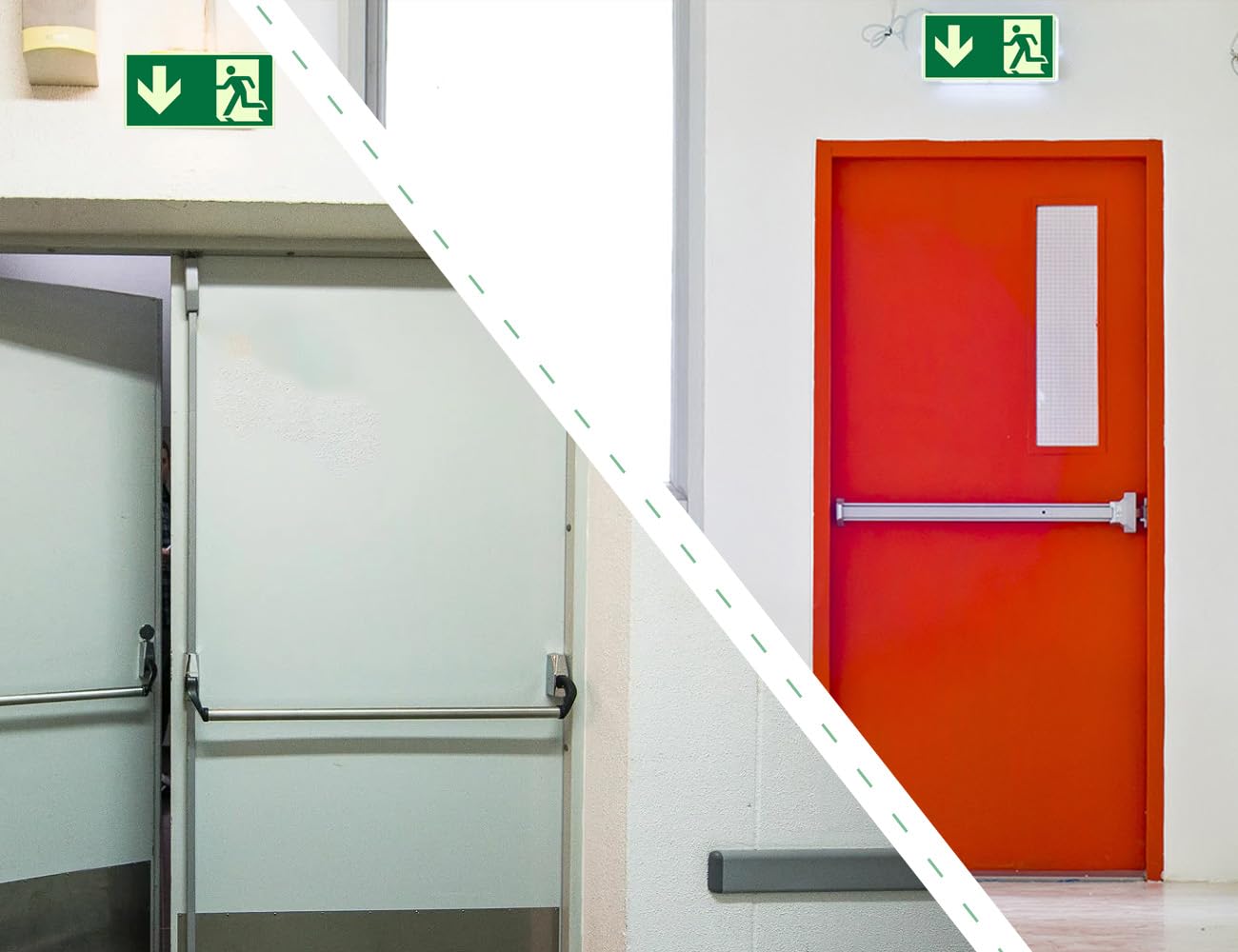 Tabliczka wyjściowa ewakuacyjna, samoprzylepna, z wyjściem awaryjnym, 2 sztuki, ze strzałką na dole, do domu, szkoły, biura, restauracji, hotelu