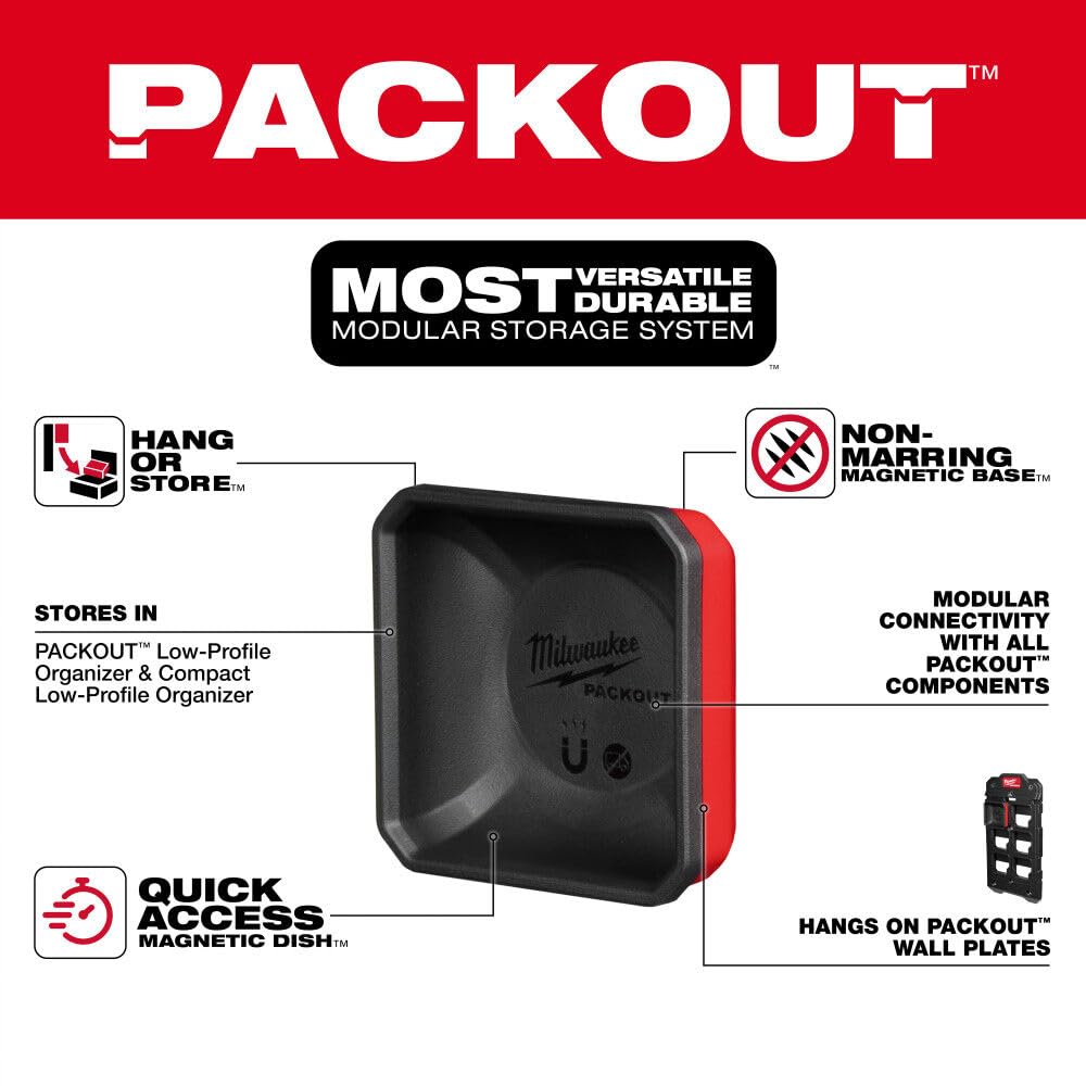 Milwaukee Electric - PACKOUT. Contenitore Magnetico, Rosso/Nero