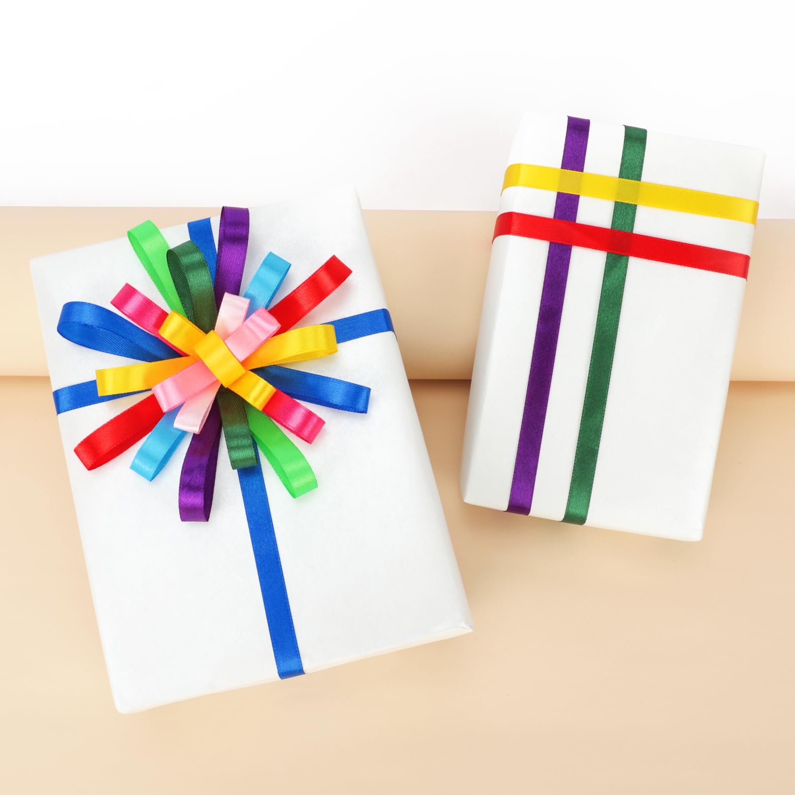 NESCCI 800 Yards Ribbon,3/8 Inch Satin Ribbon,Single Face Satin Ribbons, Perfect for Gift Wrapping,Wedding Decoration,Handmade Bows,Wrapping Bouquet and More