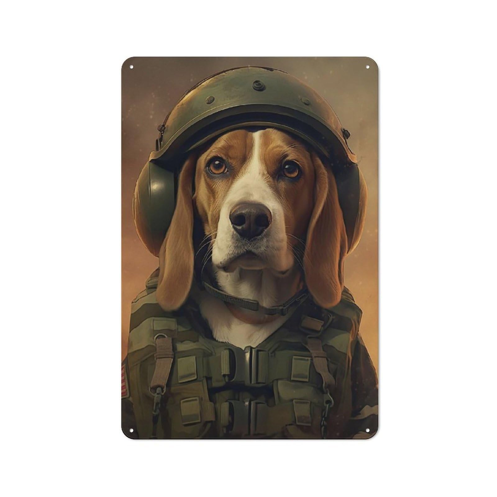 Beagle Soldier Farmhouse Metal Sign 30x20cm, Barn Style Rustic Kitchen Decor for Cottage, Kitchen, Hallway Or Breakfast Nook