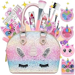 Maletin Maquillaje Pop Kit de Maquillaje para Niño - Unicornio Juguete Maquillaje para Niñas Makeup Set,Juego de Maquillaje y No Tóxico,Regalo de para Niñas,Cadeau de Noël Anniversaire Jouet pour Princesse Fille 4-12 ANS