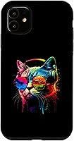 Vista 5 de Funda divertida para iPhone 15 DJ Cat con gafas de sol, auriculares y música