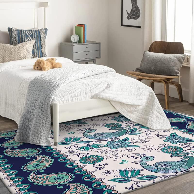 Miniatura 17 de Alfombras lavables para entrada, sala de estar, dormitorio, alfombra floral y decoración del hogar, alfombra bohemia de 2 x 3, antideslizante