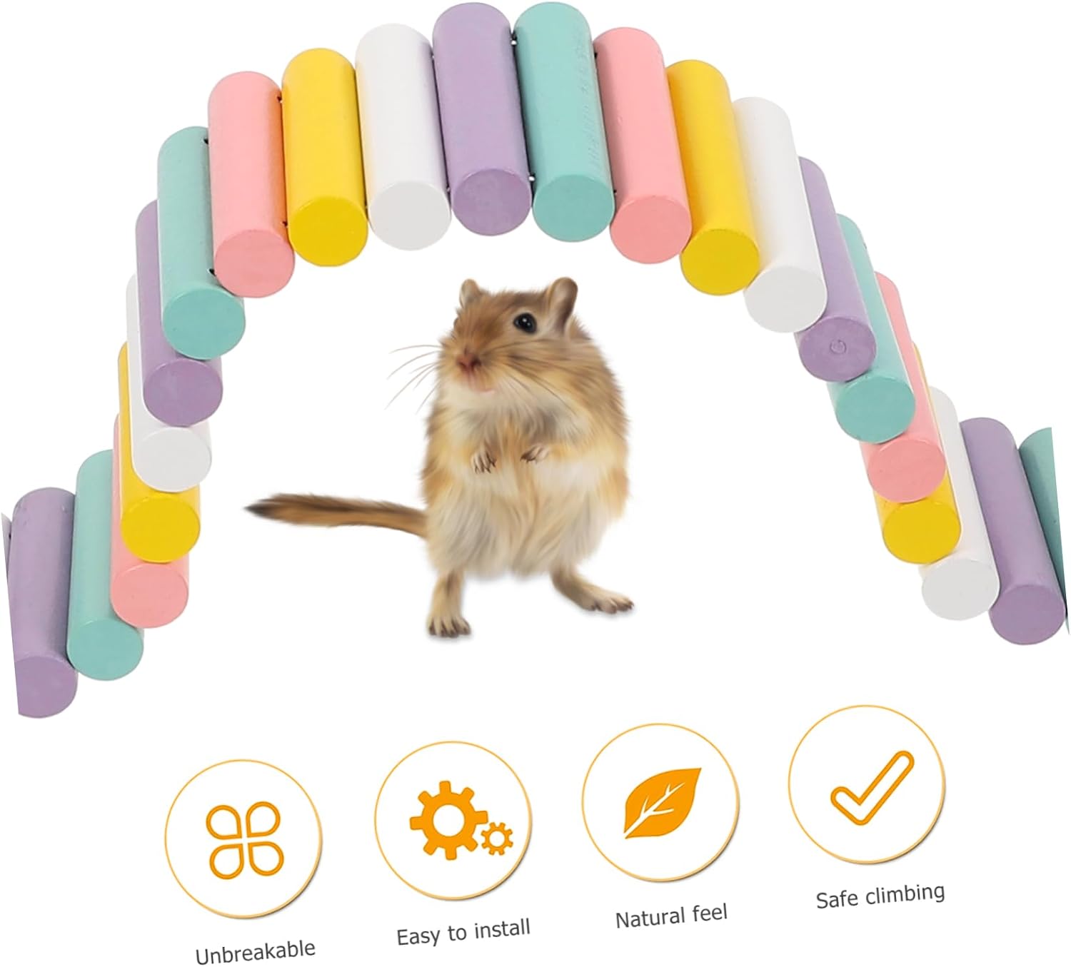 50cm Wooden Climbing Ladder Toy for Hamsters Mice and Gerbils Soft Swing Bridge with Fence Design Small Animal Climbing Accessory