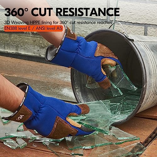 Vgo... 1Pair Cut Resistant Work Gloves,Cut Proof Gloves for Men ANSI Level 5 Cut Resistant Gloves - Image 3