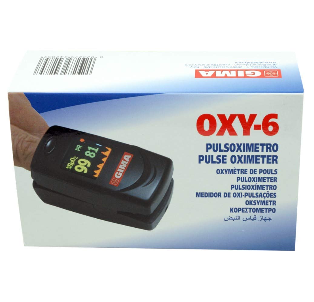Gima - OXY-6, Pulsoximetro da Dito, Saturimetro, con Allarmi per Saturazione e Pulsazioni + Borsetta in Cordura Blu