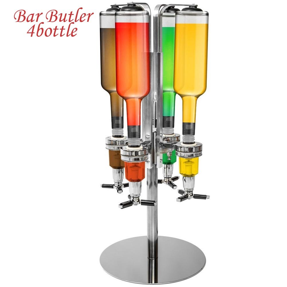 Bakaji Porte-bouteilles, doseur de table 4 emplacements, châssis en aluminium, base ronde