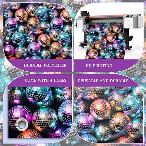 Fondo fotográfico bolas de disco retro 72x43 pulg miniatura 5