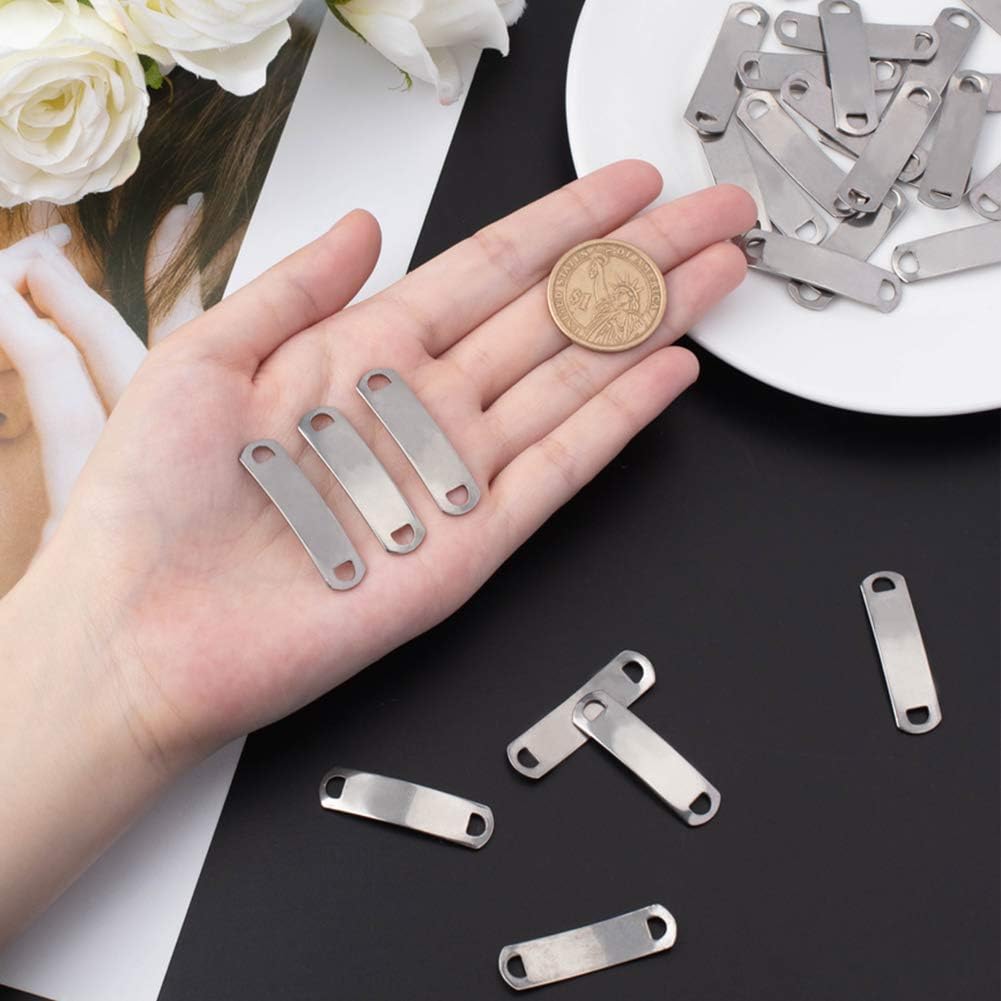 UNICRAFTALE about 38.5mm Curved Rectangle Links 40pcs Stainless Steel Bar Links Stamping Blank Tags Jewelry Connectors for Bracelet Necklace Jewelry Making Hole 4x5mm - Image 4