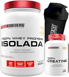 Kit 100% Whey Protein Isolada 900g + Creatina Monohidratada 100% Pura 300g + Coqueteleira - Bodybuilders (Chocolate)