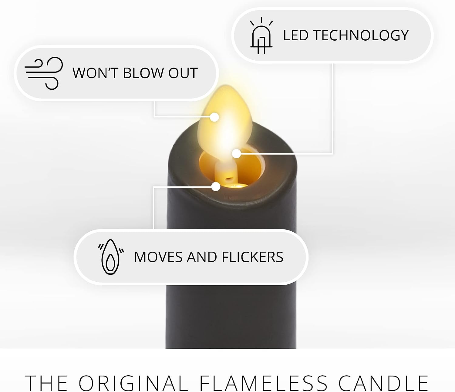 Luminara - Flameless Battery Operated Taper Candle - Stone Grey - Pack of 1-1x9.5 - LED Flickering Flame - Realistic Safe for Home Kids and Pets