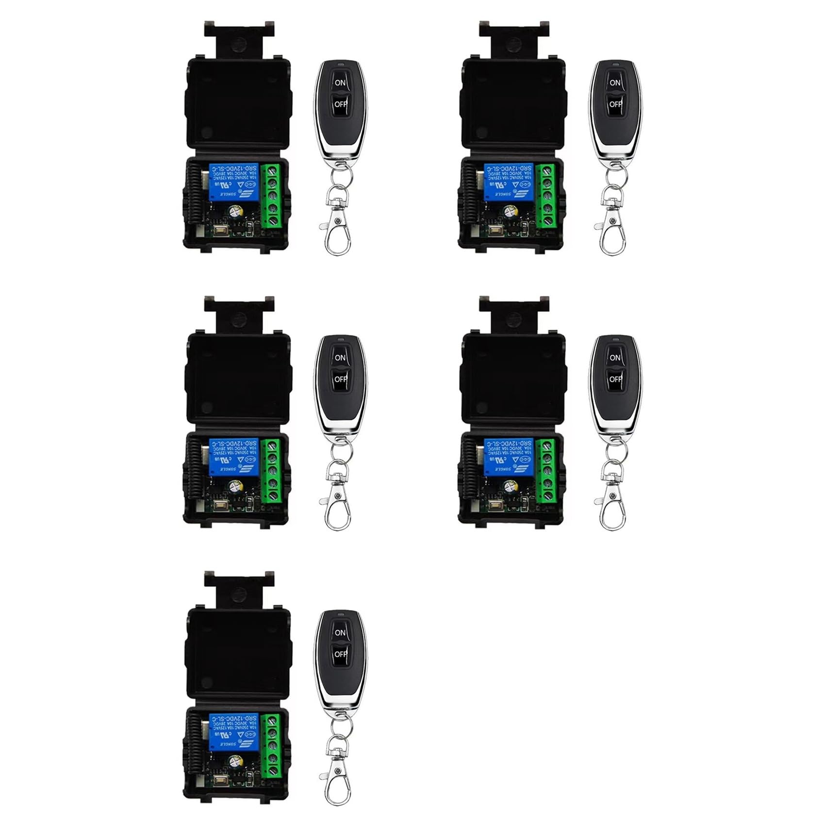 Jnchdghwa As Shown 5X 433Mhz Wireless Remote Control Switch Relay 12V Remote Control Switch For Garage Door Motor Water Pump Control