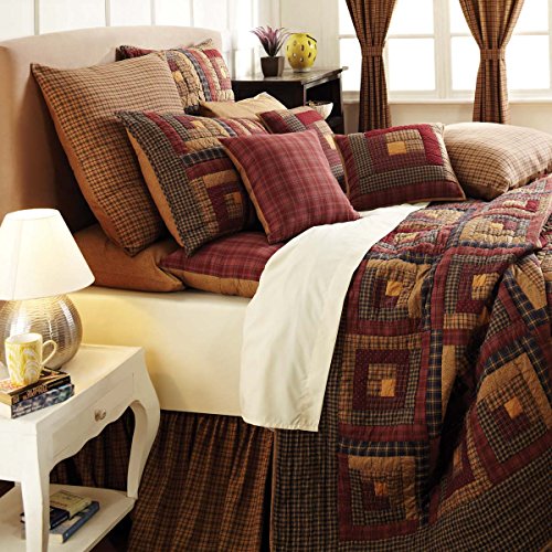 VHC-Brands-Millsboro-Luxury-King-Quilt-120Wx105L-Log-Cabin-Country-Rustic-Lodge-Design-Burgundy VHC Brands Millsboro Luxury King Quilt 120Wx105L Log Cabin Country Rustic Lodge Design Burgundy