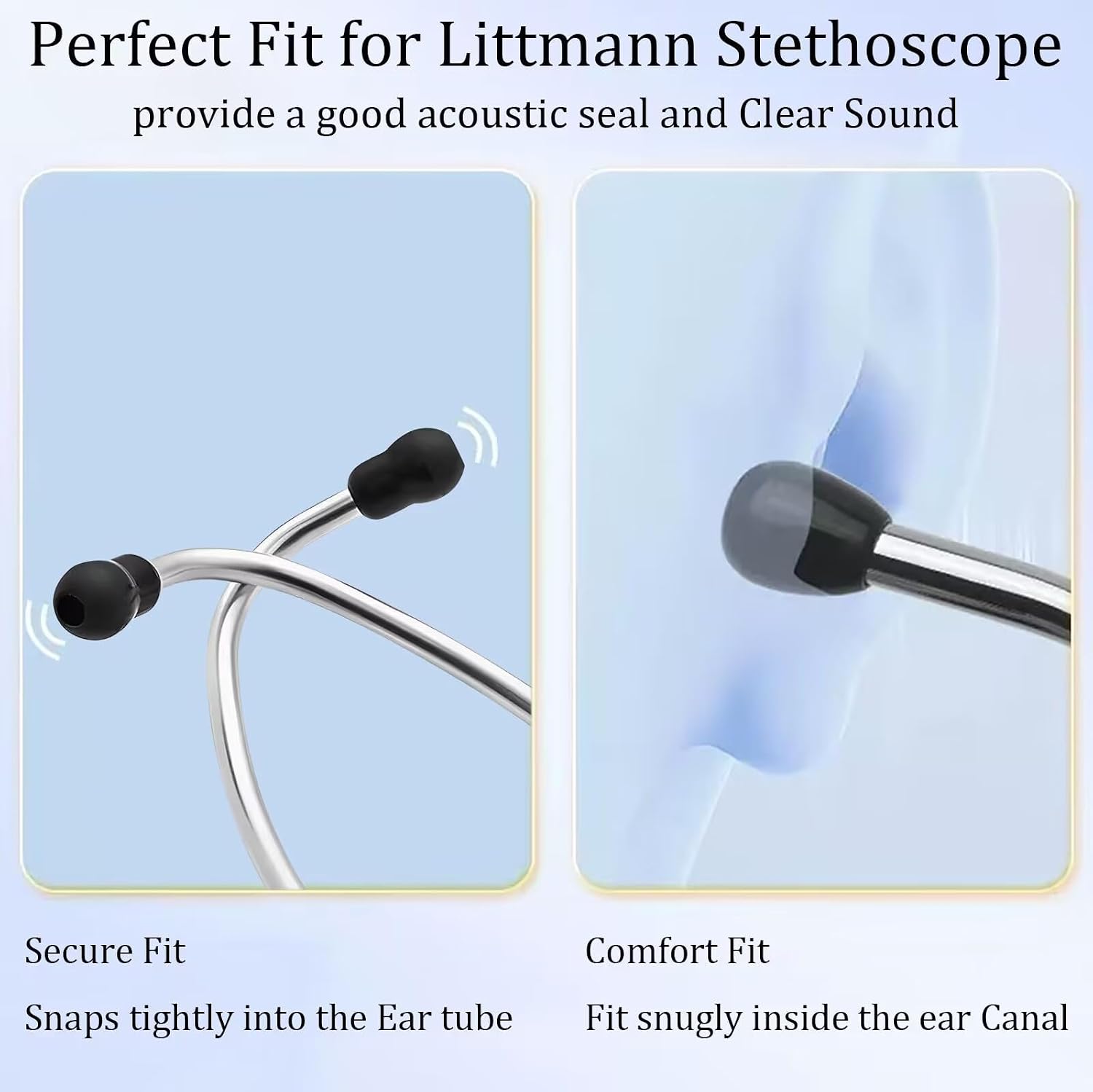 8Pcs 3 Sizes(S/M/L) Replacement Ear Tips Pieces Diaphragm for Littmann Stethoscope, Stethoscope Accessories Repair Kit Soft Silicone Ear Bud Plug Cover Large Medium Small Diaphragm Drum Spare Parts
