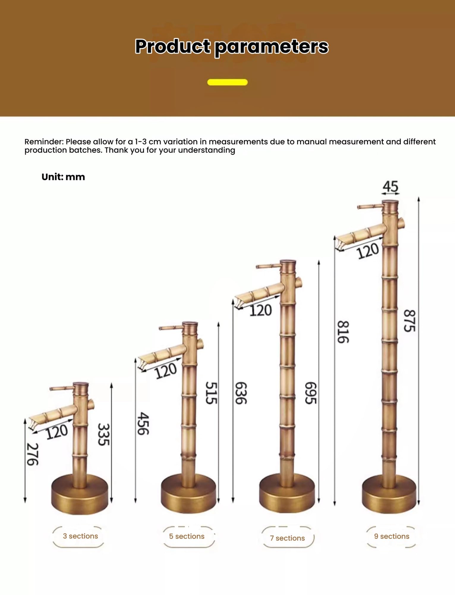 Fuente de grifo antigua, columna de agua de bambú de cobre para jardín, hidrante decorativo para patio