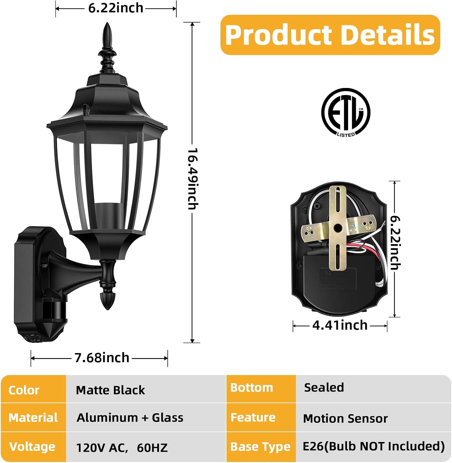 Lamomo 3 Pack Motion Sensor Light Fixtures, 2 Pack Bronze+ 1 Pack Black Lamomo 3 Pack Motion Sensor Light Fixtures, 2 Pack Bronze+ 1 Pack Black