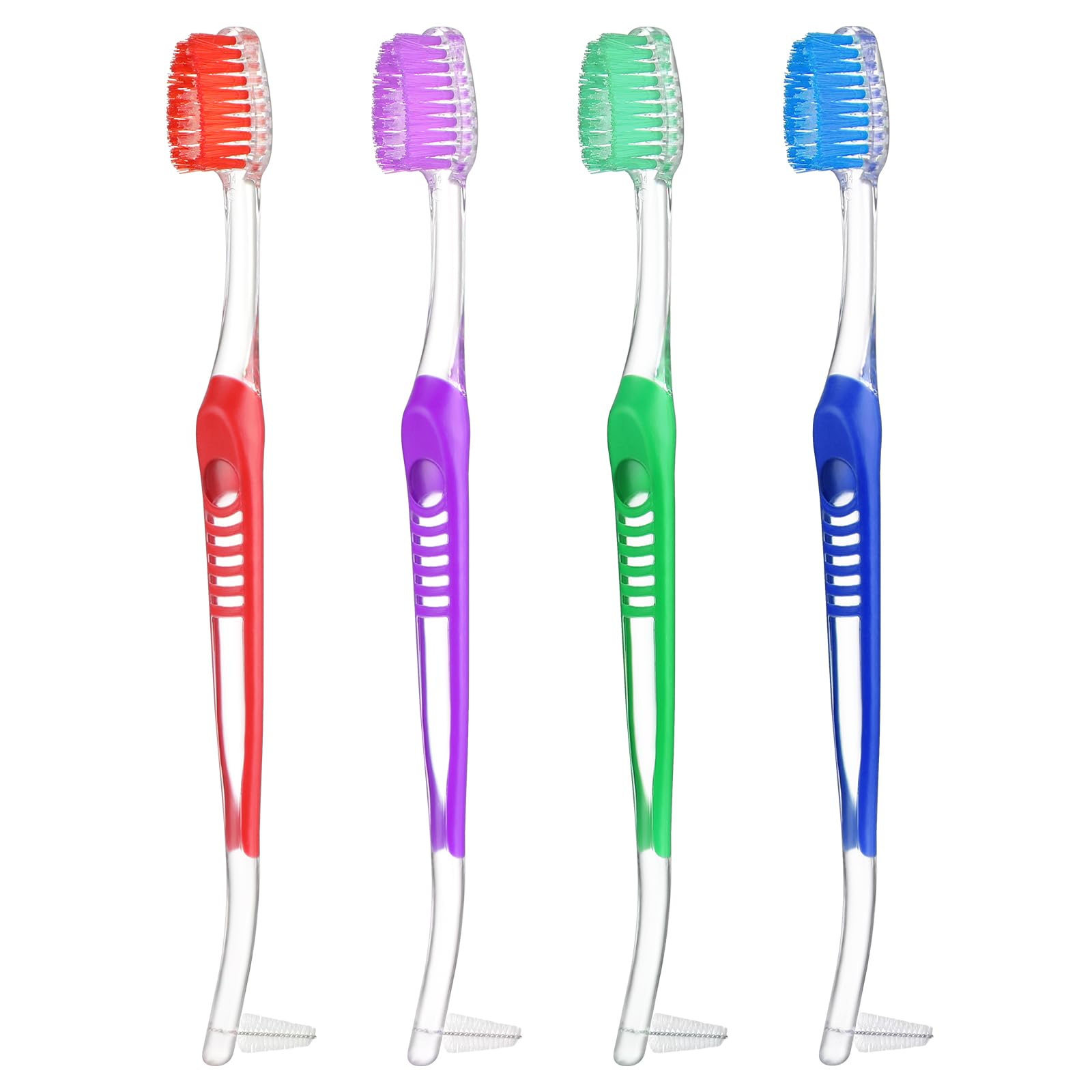 Tyqour Paquete de 4 cepillos para dientes con cabeza interproximal, cepillo de dientes de ortodoncia para aparatos ortopédicos, cerdas suaves de doble extremo para limpieza de dientes Ortho Brace