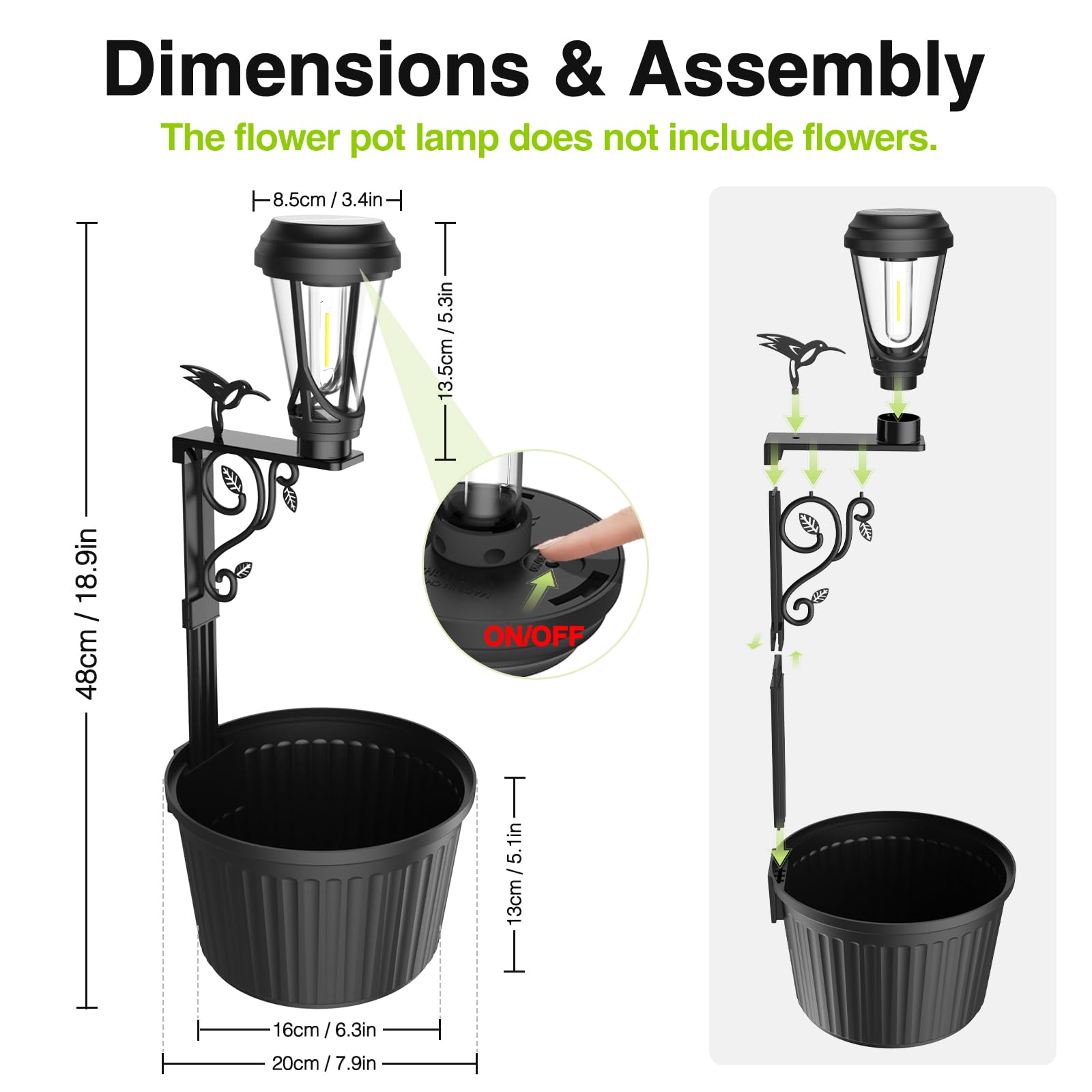 Solarleuchten für Außen mit Blumentopf, 2 Stück Solar Stehlampe, Warmweiß, für Garten