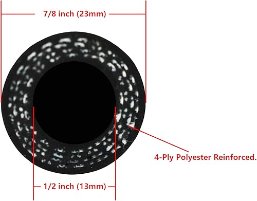 Miniatura 2 de Ucreative Manguera de tubo de vacío de silicona reforzada de alta temperatura, 3.2 pies de longitud, diámetro interno de 1/2" (13 mm), presión Negro