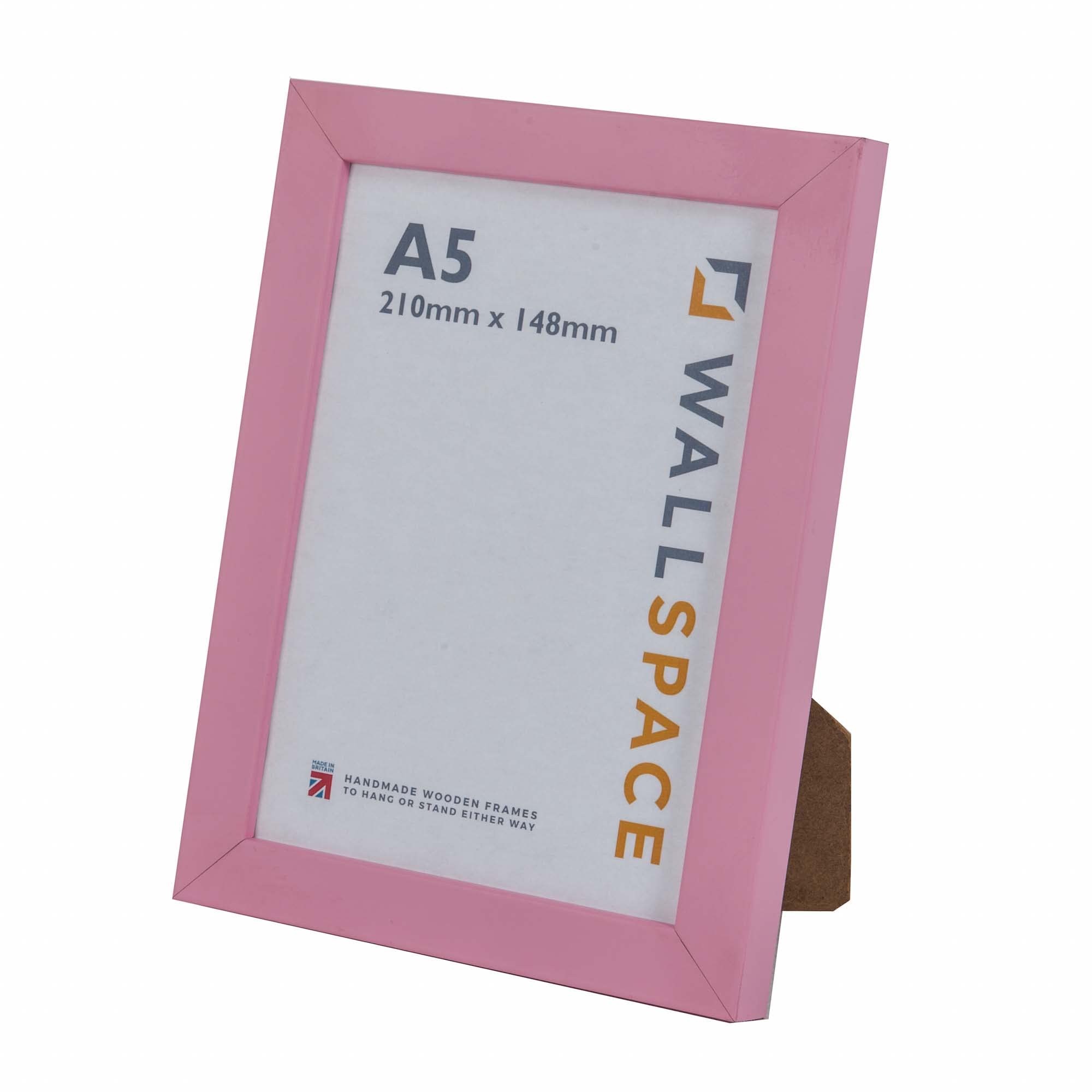 Wall Space Pink A5 Picture Frame | A5 Photo Frame | 210X148mm | 210 X 148Mm | 21.0X14.8cm | Solid Wood Wooden With Real Glass | Handmade In Uk