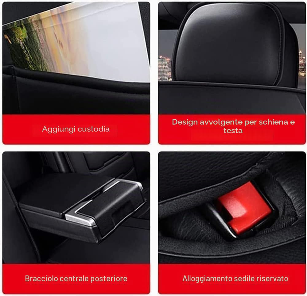 Copri Sedili per Auto Universale per Volkswagen Golf GTD 6 Golf 7 GTI, Coprisedili Auto Full Sets, Resistente all’Acqua, Traspirante E Resistente all'Usura，Facile da Pulire(Black Red)