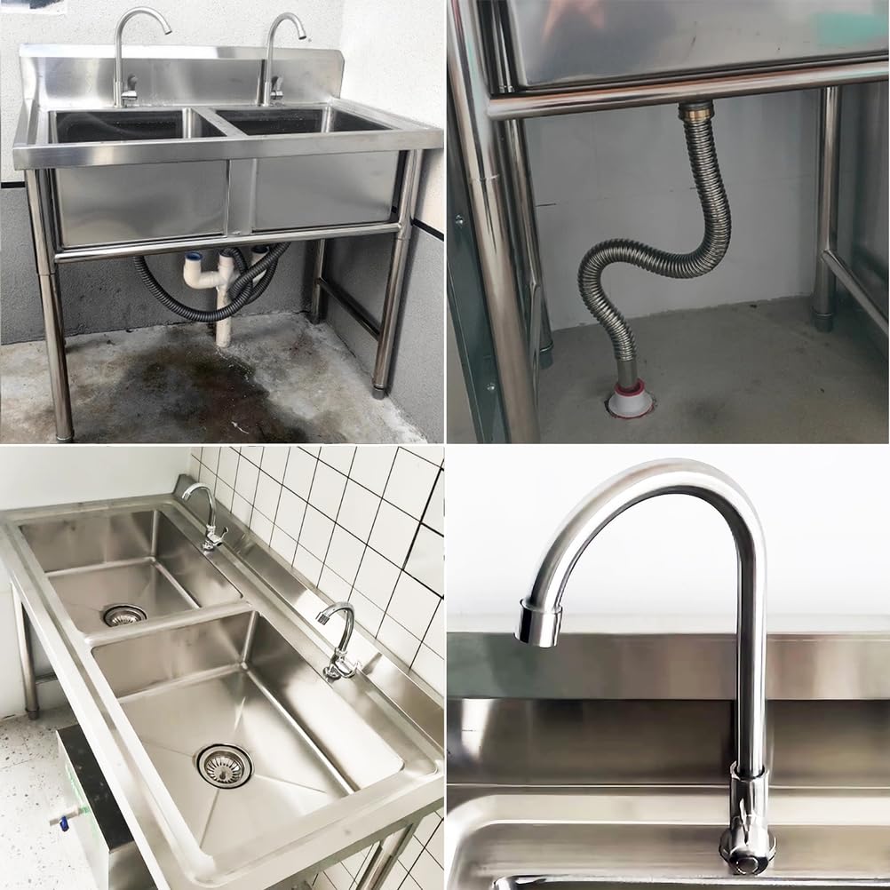 Im Freien Freistehendes Doppelwaschbecken Freistehende Küchenspüle Mit Kaltwasserhahn Und Zubehör 4 Größen Außen-Gartenspülbecken Für Restaurants, Fabriken Und Schulen,120 * 70 * 80cm