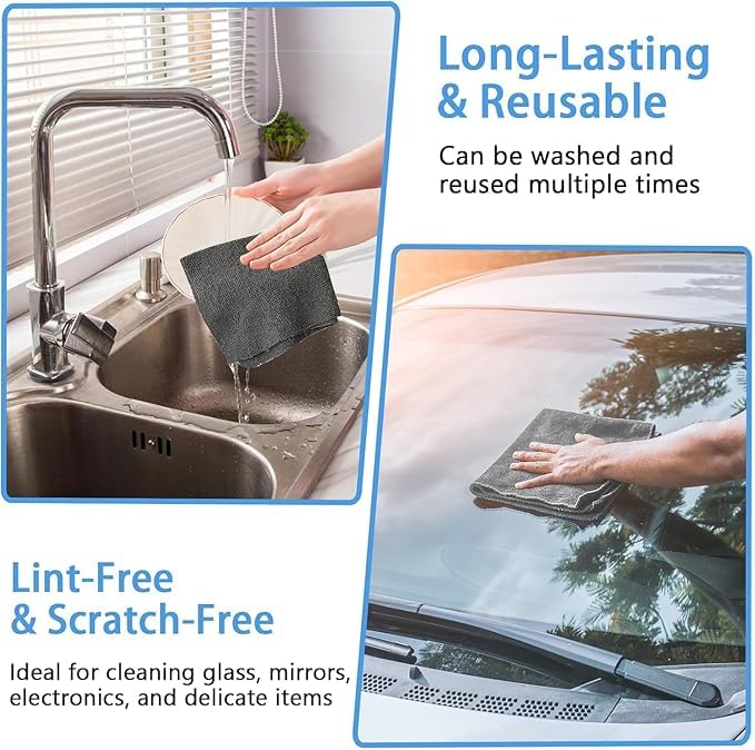 Image of Microfiber Cleaning Cloth Roll 25x25 cm, Reusable and Washable Tear-Away Kitchen Towel Roll, Very Soft Cleaning Cloths for Home, Kitchen, Office, Electronics, Car Cleaning (1 ROLL)