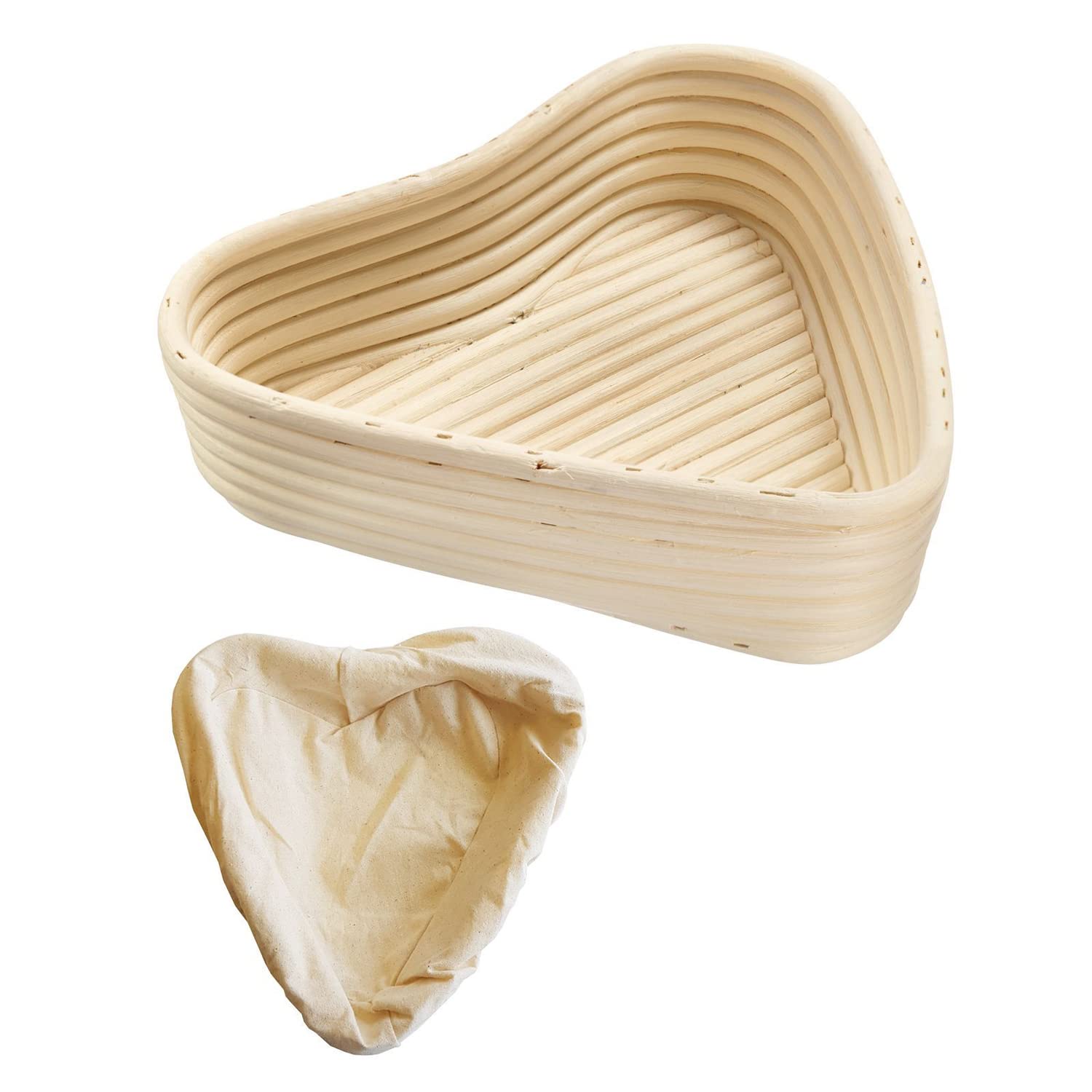 Westmark Décor Proofing Basket, Heart-Shaped Proofing Basket + Covers, Rattan/Cotton, Light Beige/Beige, 3237227B