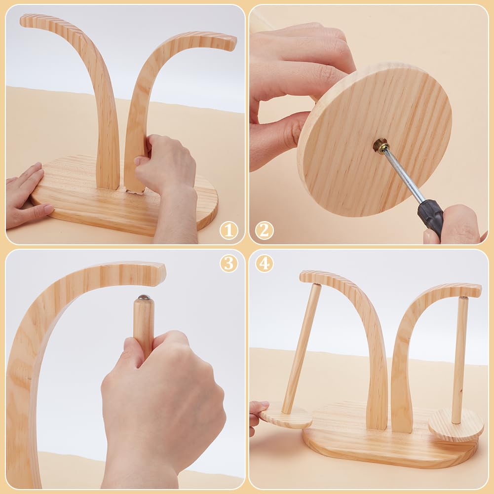 UNICRAFTALE Supporto per filati in legno per uncinetto e lavoro a maglia, con 2 mandrini, per filati, uncinetto, regalo per gli amanti del lavoro a maglia, per gli amanti del lavoro a maglia, per la