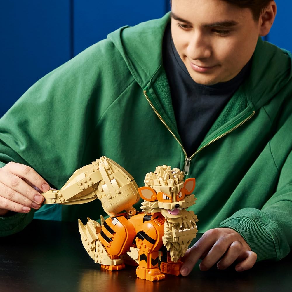 LEGO Pokémon Arcanine 72160 | Kolekcjonerska figurka Pokémona, duży zestaw klocków dla dorosłych, prezent dla fana gry, dekoracja, 1190 elementów