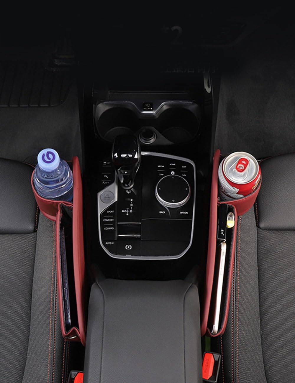 Boîte De Rangement Siège Voiture En Cuir PU - Organisateur Console Avec Port USB, Modèle Conducteur Ou Passager