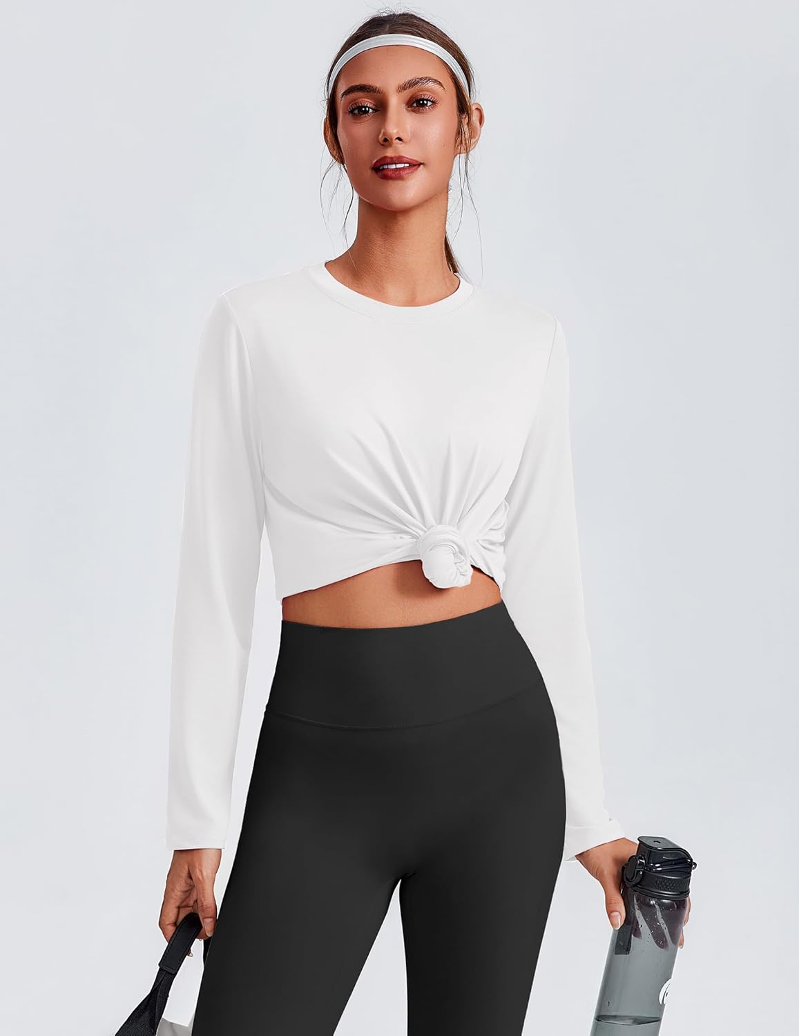 PINSPARK Workout Tops for Women Long Sleeve Yoga Shirts Crew Neck Athletic Top Loose Fit for Running Gym Hiking - Image 6