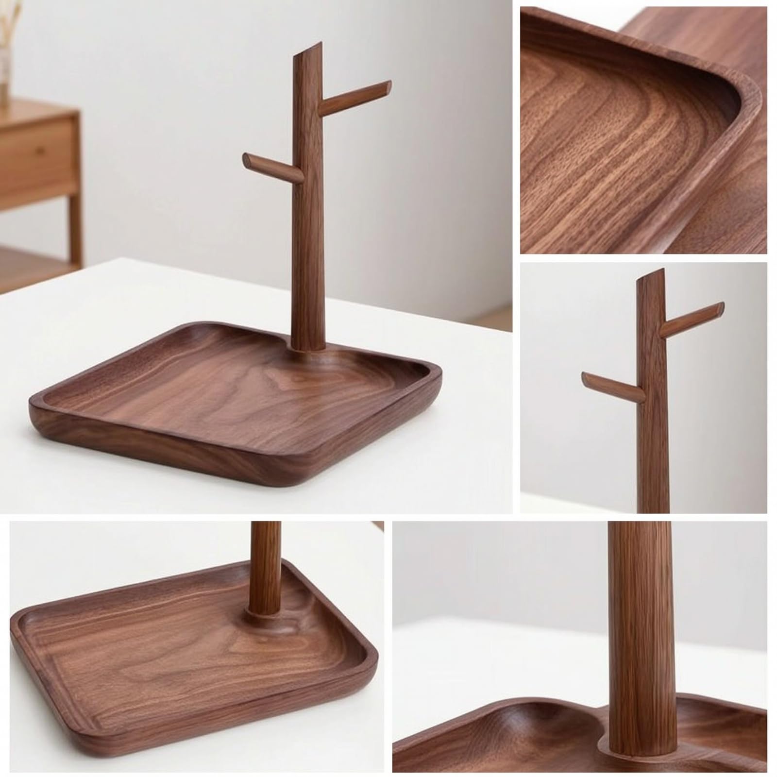 Organizzatore da Tavolo con Ganci Moderno Organizzatore in Legno con Ganci Versatile Svuotatasche in Legno per Comò