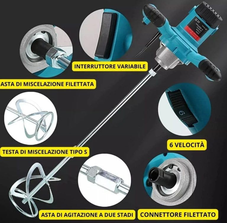 KIT 2 IN 1 LIVELLA LASER 16 LINEE 4D + TRAPANO IMPASTATORE MISCELATORE 1600W