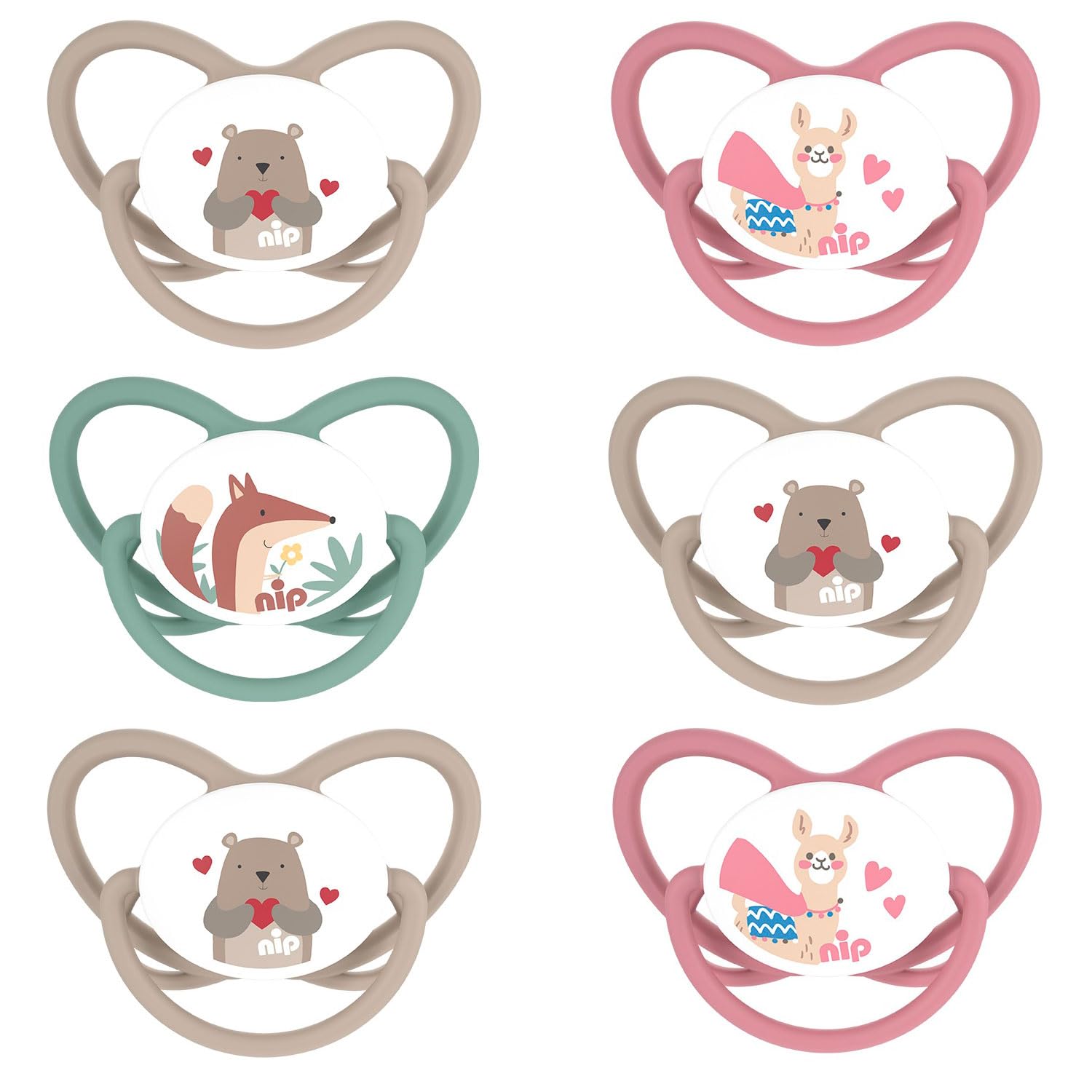 Nip Lot silicone sucette UNIQUE Gr 3 (18–32 Mo.) Lot de 6 Girls sans BPA fabriqué en Allemagne