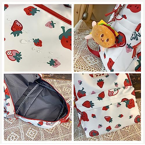 UNICOLD Kawaii Backpack With Cute Accessories Large Capacity Aesthetic Printing Pattern Bag (Red)4