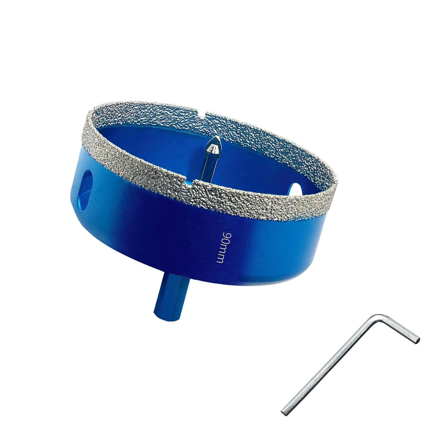 90MM Diamond Hole Saw with Pilot Center Drill Bit,Glass Hole Saw Core Drill Bit with Diamond Surface Coating,Vacuum Brazed Diamond Core Hole Cutter for Tile,Porcelain,Glass
