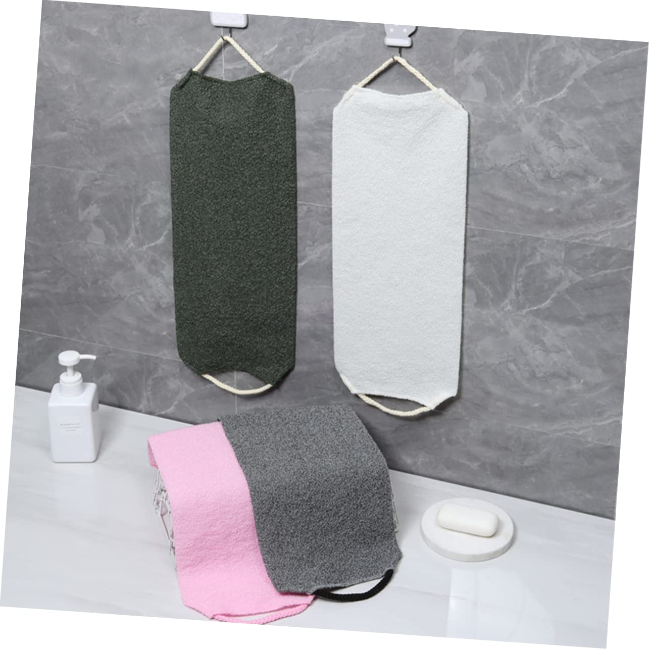 Ipetboom 9pezzi Asciugamani Scrub Per Corpo Teli Da Bagno Esfolianti Per Schiena Design Pratico Per Pulizia Profonda e Veloce Di Colori Roccia Latte
