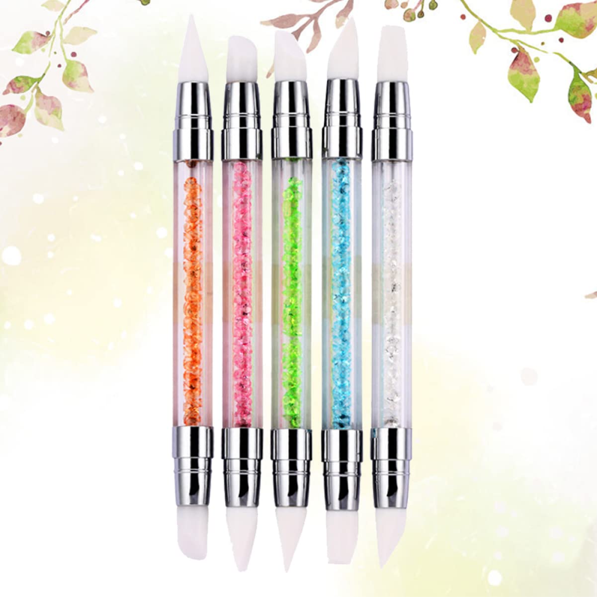 FRCOLOR 15pezzi Pennello Per Nail Art Con Diamante e Testa Doppia Strumenti Manicure Silicone Per Disegno Unghie Per Artisti Del e Appassionati Di Nail Art
