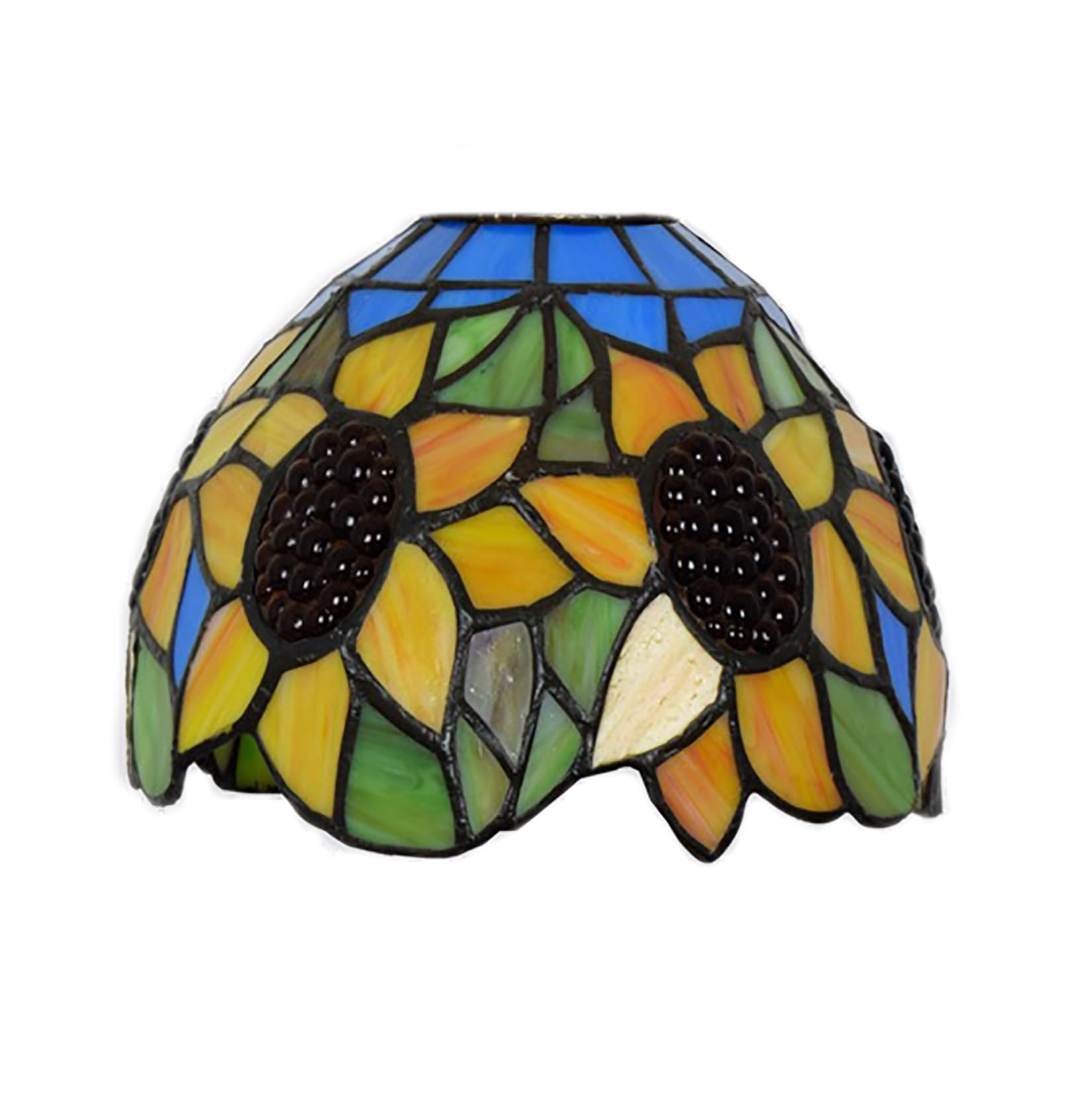 Aiboty Blue,Green,Orange 8 Inch Sunflower Blue Stained Glass Lampshade Replacement For Table Lamp Ceiling Lamp, Tiffany Style Green Orange Glass Shade For Desk Lamp Pendant Light