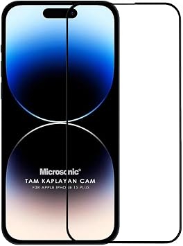 Microsonic Ekran Koruyucu Apple iPhone 15 Plus i in Tam Kaplayan Temperli Cam Ekran Koruyucu Siyah [iPhone 15 Plus ile Uyumlu Ekran Koruyucu - Siyah]